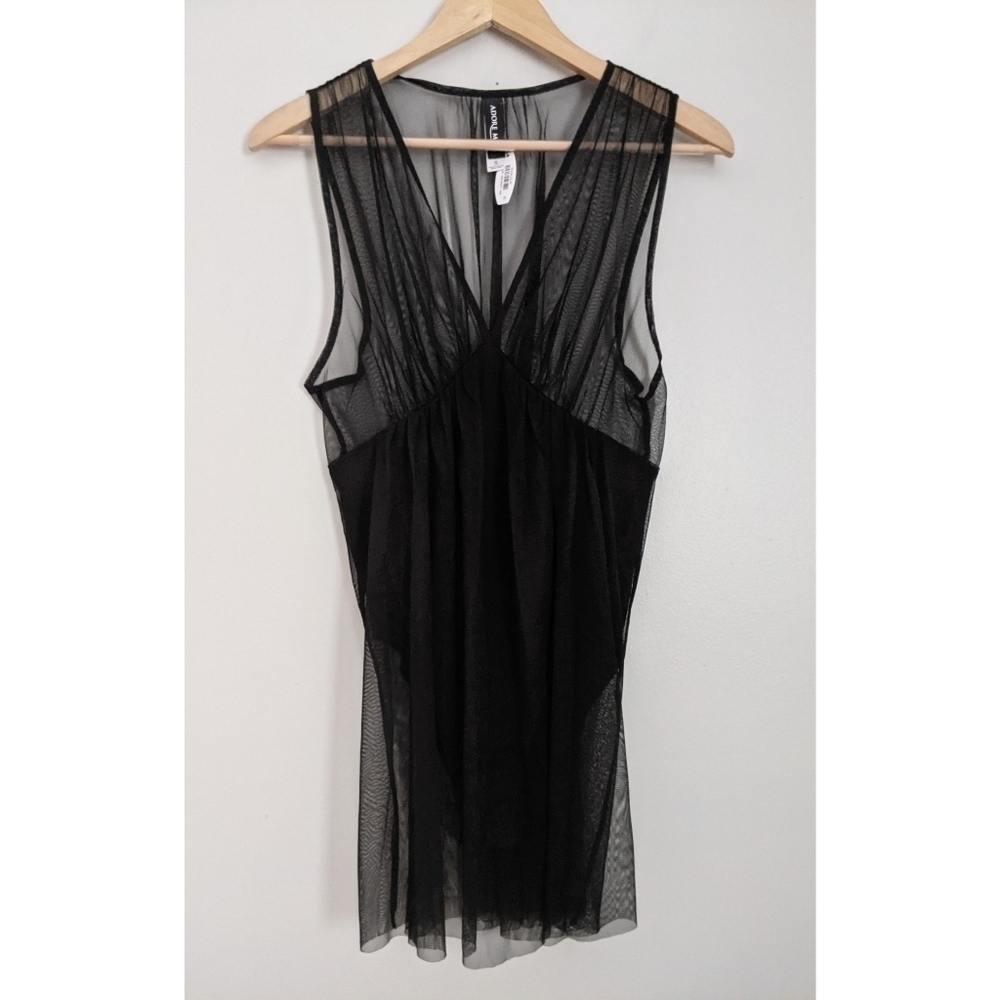 🆕 Adore Me Black Bodysuit with Mesh Cover Size S